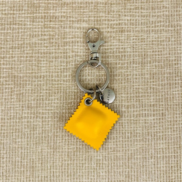 Accessories - NWT Double Trouble Bologna Yellow Leather Ravioli Keychain